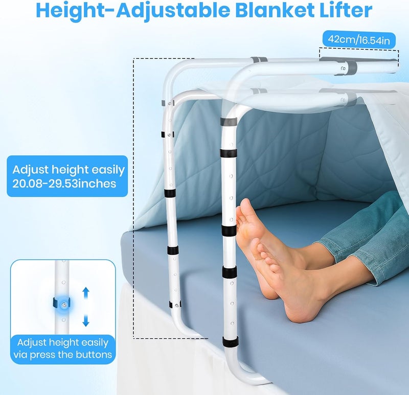 YaoFaFa Blanket Lifter for Feet - Blanket Lifters for Foot of Bed, Adjustable 20-29 Inch Height with 4 Non-Slip Clips, Multi-Use Bed Support for Enhanced Foot, Toe, Leg and Knee Comfort - Image 2